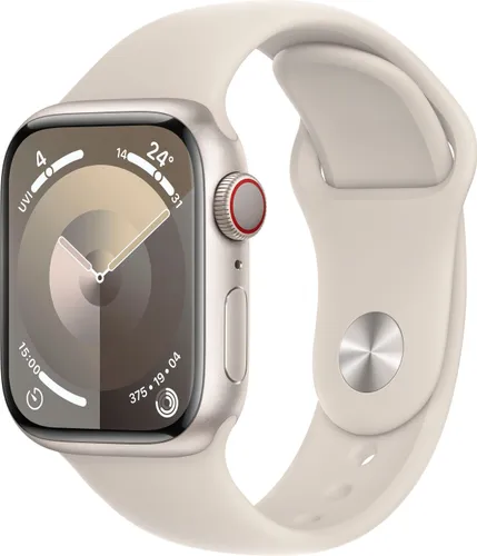 Smartwatch APPLE "Watch Series 9 GPS + Cellular 41mm Aluminium" Smartwatches beige (polarstern) Fitness-Tracker
