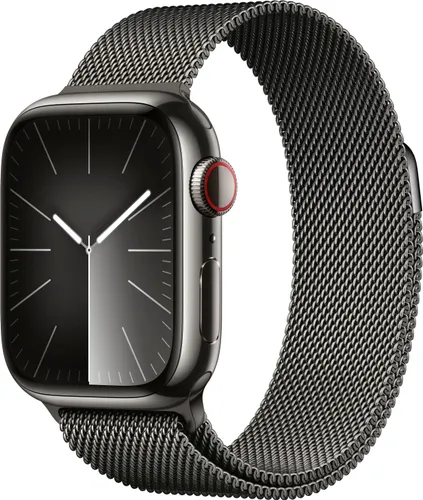 Smartwatch APPLE "Watch Series 9 GPS + Cellular 41mm Edelstahl One-Size" Smartwatches grau (graphite) Fitness-Tracker Bestseller