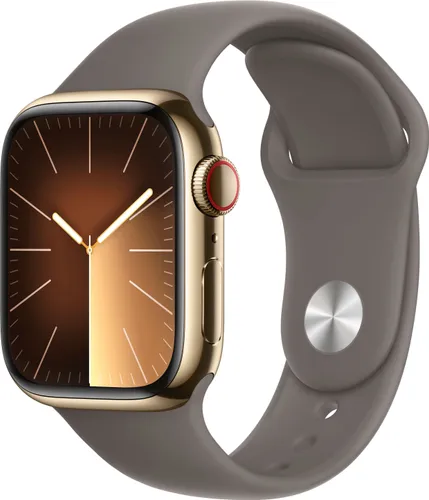 Smartwatch APPLE "Watch Series 9 GPS + Cellular 41mm Edelstahl S/M" Smartwatches goldfarben (gold) Fitness-Tracker