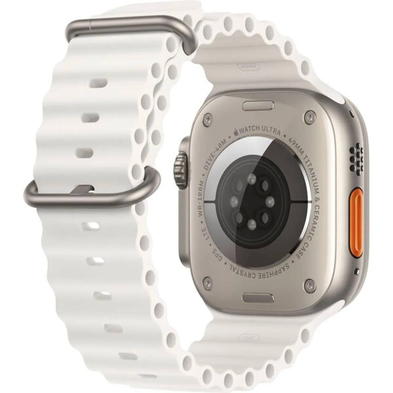 Smartwatch APPLE "Watch Ultra 2 GPS 49 mm + Cellular Titanium One-Size" Smartwatches weiß (titanium, white ocean) Fitness-Tracker Ocean Band Bestselle...