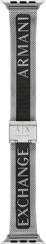 Smartwatch-Armband ARMANI EXCHANGE "APPLE BAND, AXS8029" Uhrenarmbänder silberfarben (silberfarben, schwarz) Ersatzarmbänder austauschbares Herrenarmb...