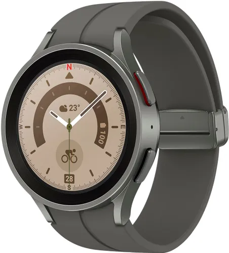 Smartwatch SAMSUNG "Galaxy Watch 5 Pro 45mm BT" Smartwatches grau (titanium) Fitness-Tracker Fitness Uhr, Tracker, Gesundheitsfunktionen