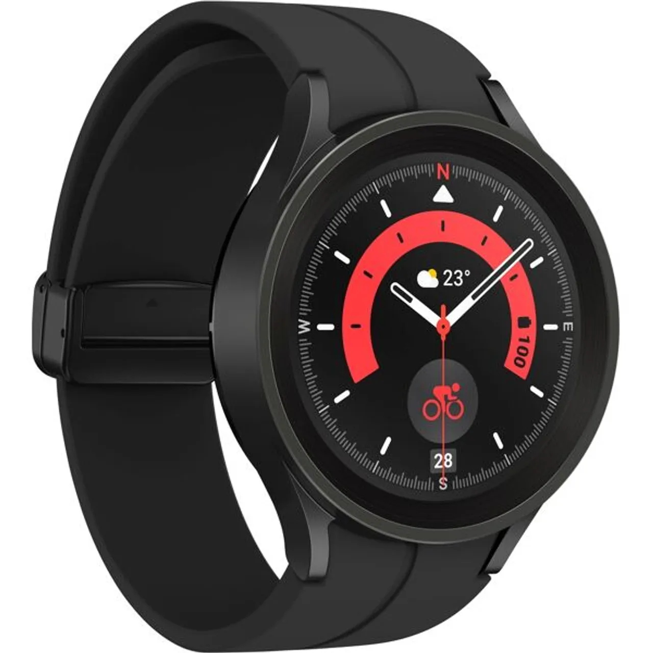 Smartwatch SAMSUNG "Galaxy Watch 5 Pro 45mm BT" Smartwatches schwarz (titanium black) Fitness-Tracker Fitness Uhr, Tracker, Gesundheitsfunktionen