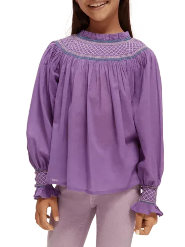 Smocked neckline lightweight cotton top - Größe 8 - Multicolor - Mädchen - Hemd - Scotch & Soda