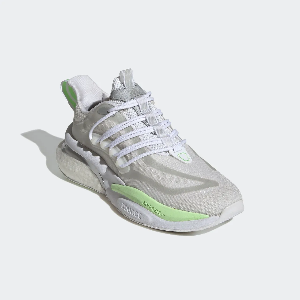 Sneaker ADIDAS SPORTSWEAR "ALPHABOOST V1" Gr. 42, weiß (cloud white, silver metallic, green spark) Schuhe Sneaker