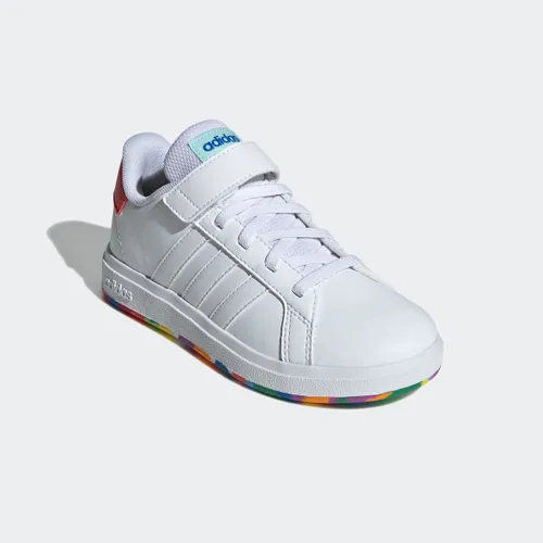 Sneaker ADIDAS SPORTSWEAR "GRAND COURT ELASTIC LACE AND TOP STRAP" Gr. 38, weiß (cloud white, cloud bright red) Schuhe Outdoorschuhe Design auf den Sp...