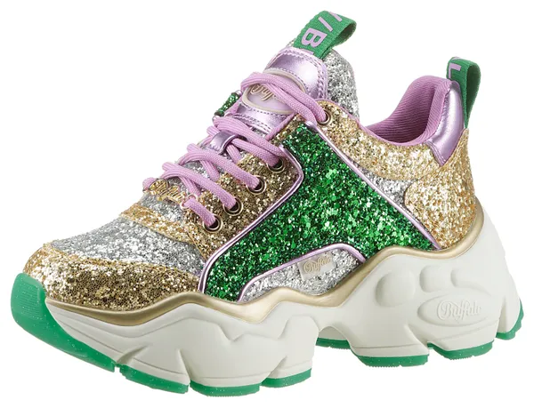 Sneaker BUFFALO "BINARY GLAM" Gr. 39, bunt (multicolor glitter) Damen Schuhe Sneaker