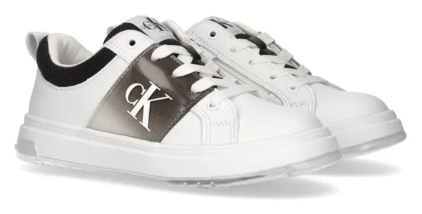 Sneaker CALVIN KLEIN JEANS "LOW CUT LACE-UP SNEAKER" Gr. 37, schwarz-weiß (weiß, schwarz) Kinder Schuhe Sneaker