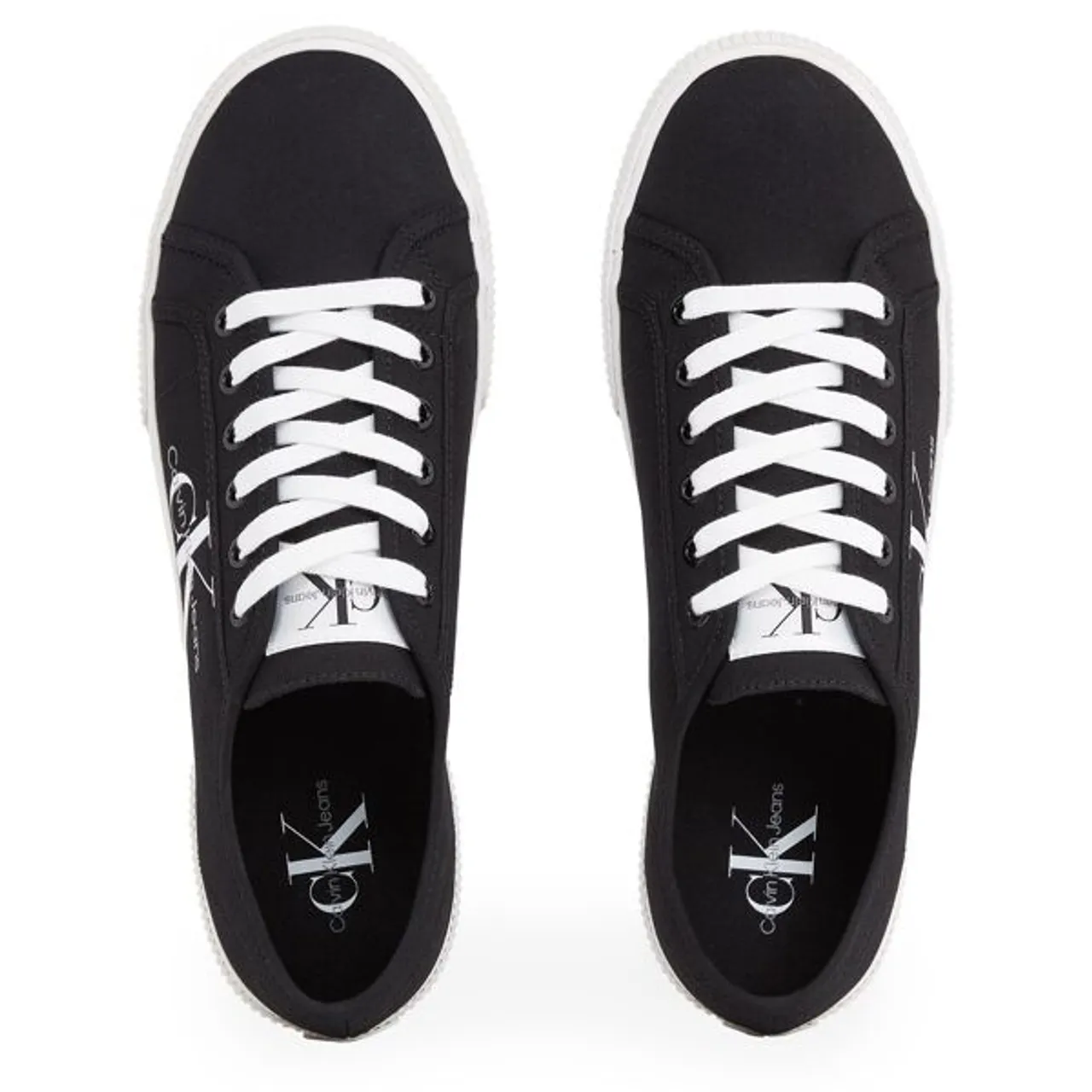 Sneaker CALVIN KLEIN JEANS "SEBO 3D *I" Gr. 44, schwarz-weiß (schwarz, weiß) Herren Schuhe Schnürhalbschuhe