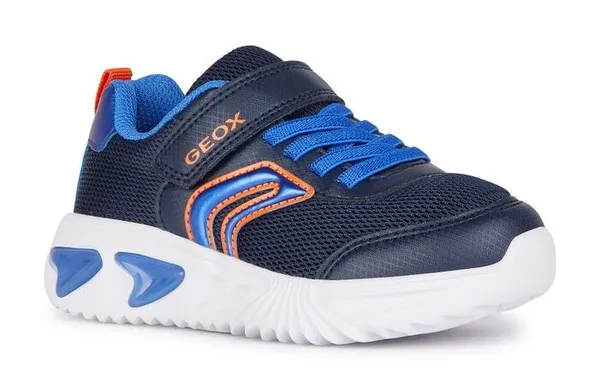 Sneaker GEOX "J ASSISTER BOY C" Gr. 24, blau (navy, royalblau) Kinder Schuhe Sneaker mit cooler Blinkfunktion, Freizeitschuh, Halbschuh, Schnürschuh