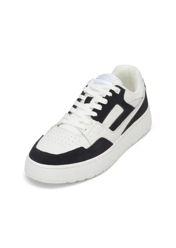 Sneaker MARC O'POLO "aus Rindleder-Mix" Gr. 45, weiß (white) Herren Schuhe Schnürhalbschuhe
