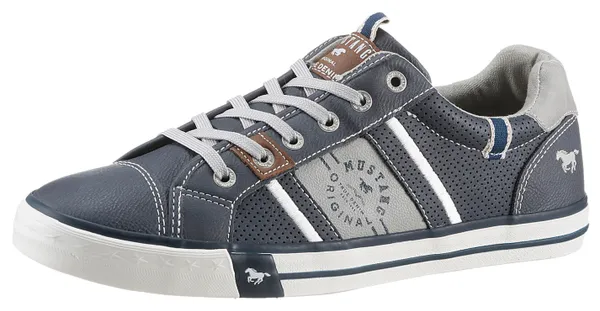 Sneaker MUSTANG SHOES Gr. 42, grau (dunkelblau, hellgrau) Herren Schuhe Schnürhalbschuhe