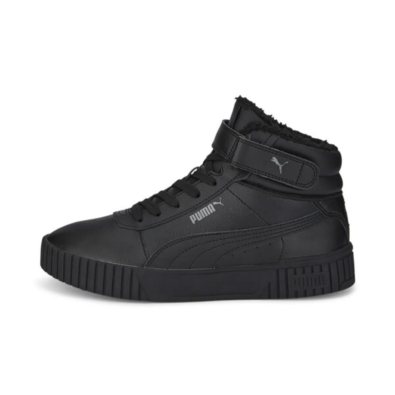 Sneaker PUMA "Carina 2.0 Mid Winter Sneakers Damen" Gr. 38.5, schwarz (black dark shadow gray) Schuhe Schnürstiefeletten