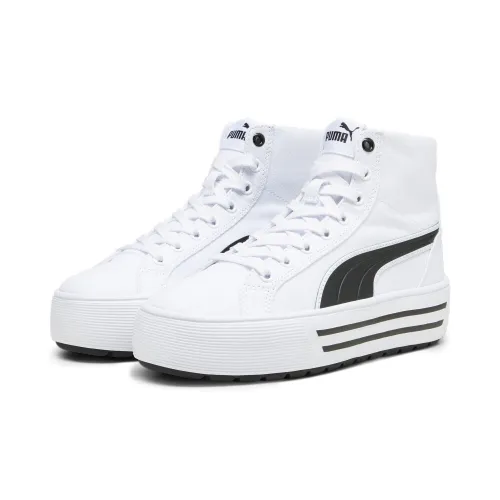 Sneaker PUMA "Kaia 2.0 Mid Sneakers Damen" Gr. 35.5, schwarz-weiß (white black) Schuhe Schnürstiefeletten