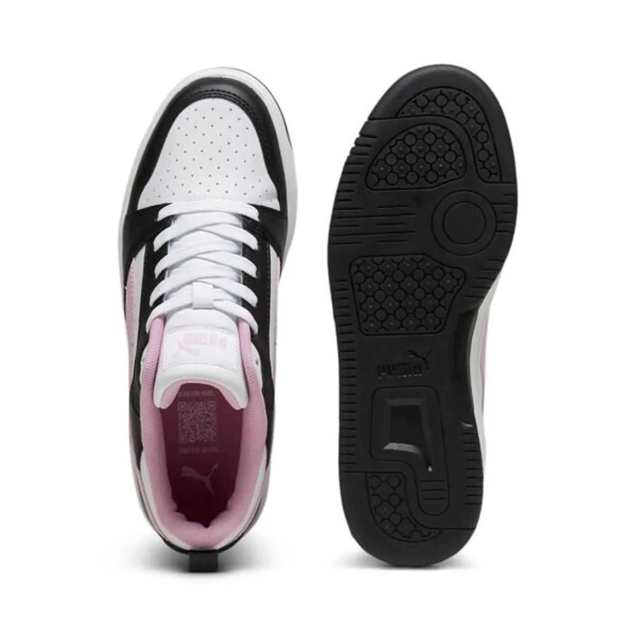 Sneaker PUMA "Rebound V6 Low Sneakers Erwachsene" Gr. 44.5, bunt (black pink lilac white) Schuhe Puma