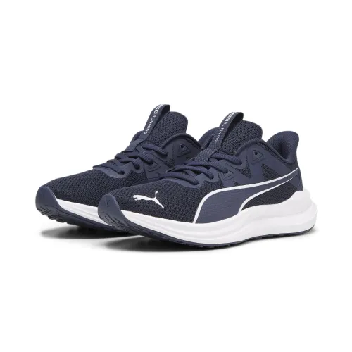 Sneaker PUMA "Reflect Lite Laufschuhe Jugendliche" Gr. 37.5, blau (navy white silver blue metallic) Kinder Schuhe