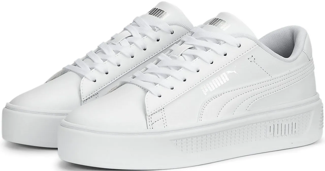 Sneaker PUMA "SMASH PLATFORM V3" Gr. 37, weiß (puma white, puma silver) Schuhe Sneaker