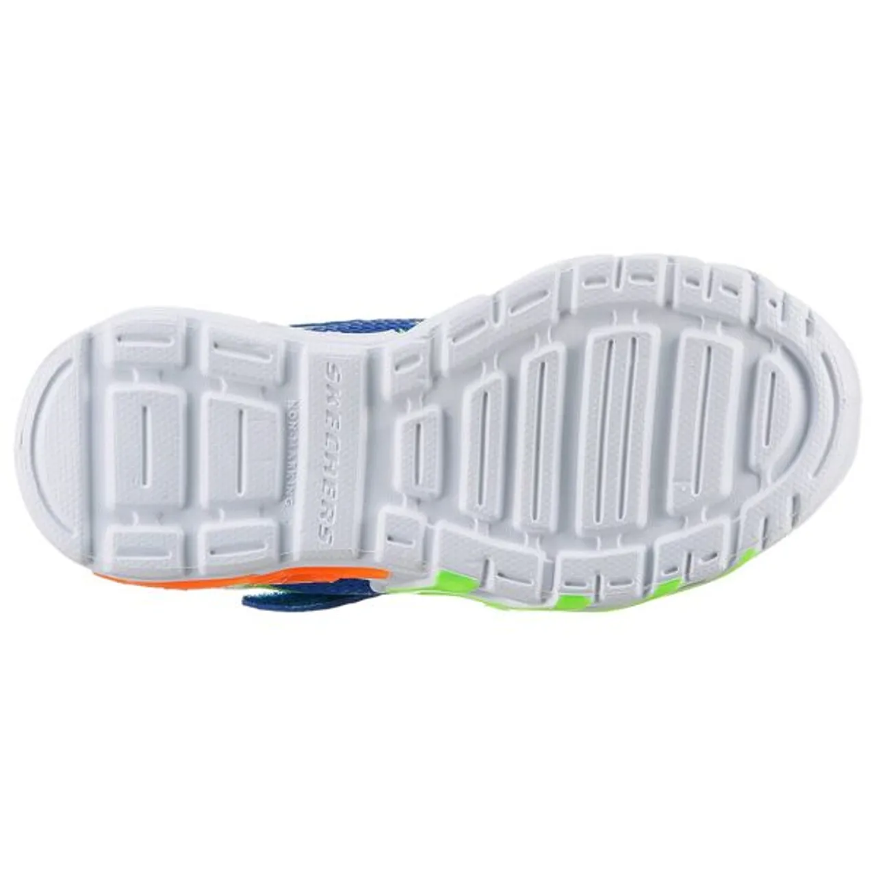 Sneaker SKECHERS KIDS "FLEX-GLOW BOLT" Gr. 33, blau (royalblau, multi) Kinder Schuhe mit cooler Blinkfunktion, Freizeitschuh, Halbschuh, Schnürschuh