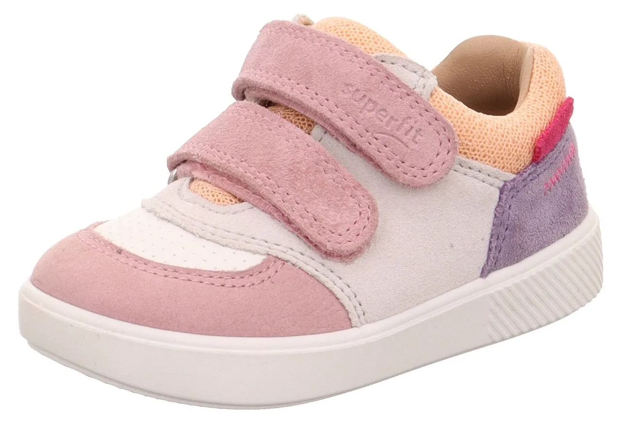 Sneaker SUPERFIT "SUPIES WMS: mittel" Gr. 20, bunt (weiß rosé lila) Kinder Schuhe Sneaker in pastellfarben, Freizeitschuh, Halbschuh, Schnürschuh