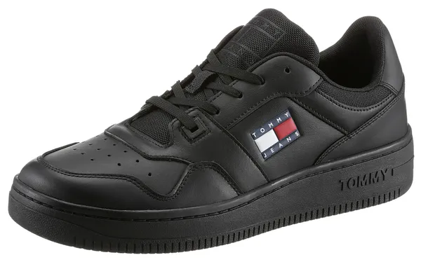 Sneaker TOMMY JEANS "TOMMY RETRO BASKET" Gr. 41, schwarz (schwarz, schwarz) Herren Schuhe Stoffschuhe