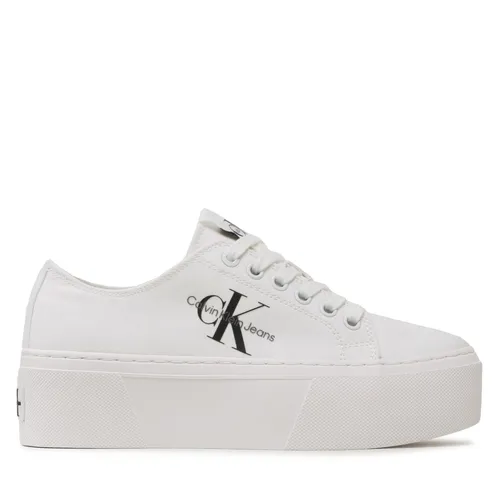 Sneakers aus Stoff Calvin Klein Jeans Cupsole Low Txt YW0YW01033 Triple White 01T