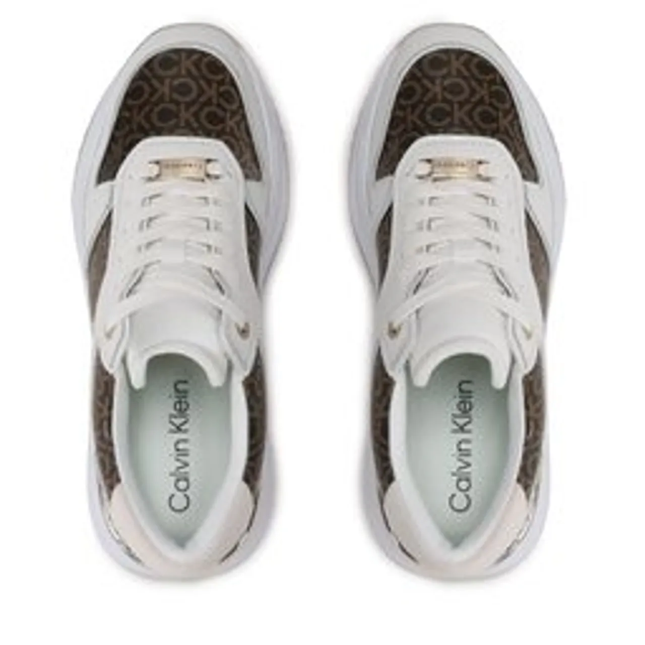 Sneakers Calvin Klein Chunky Intern Wedge Lace Up-Mono HW0HW01439 White/Brown Mono 0LD
