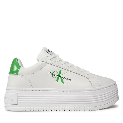 Sneakers Calvin Klein Jeans Bold Platf Low Lace Lth Ml Met YW0YW01431 Bright White/Classic Green 0K7