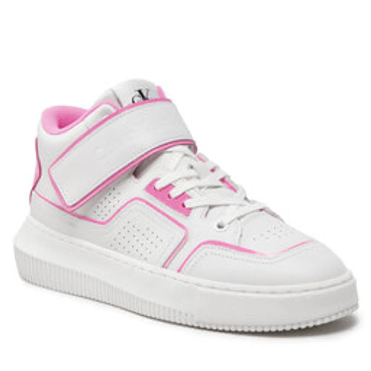 Sneakers Calvin Klein Jeans Chunky Cupsole Laceup Mid YW0YW00691 White/Neon Pink 0LA