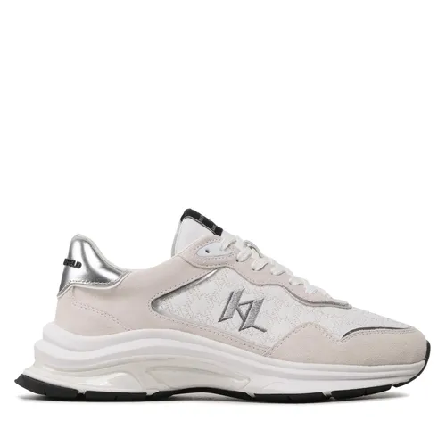 Sneakers KARL LAGERFELD KL53165 White Lthr/Textile W/Silver