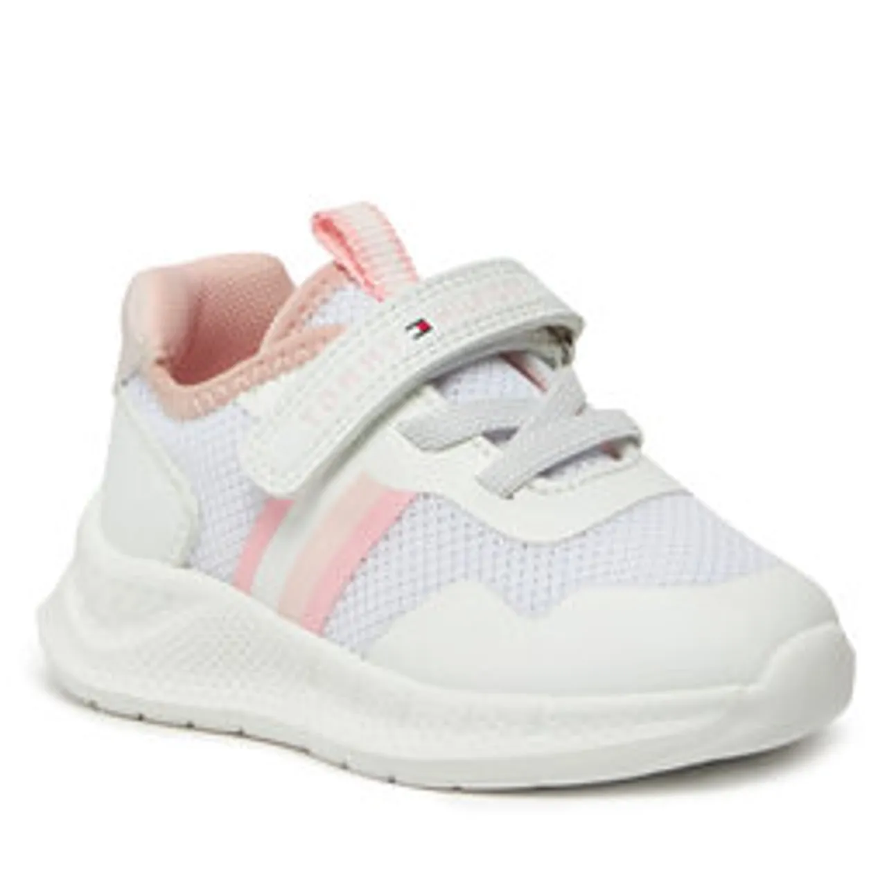 Sneakers Tommy Hilfiger Stripes Low Cut Lace-Up Velcro Sneaker T1A9-33222-1697 M White/Pink X134