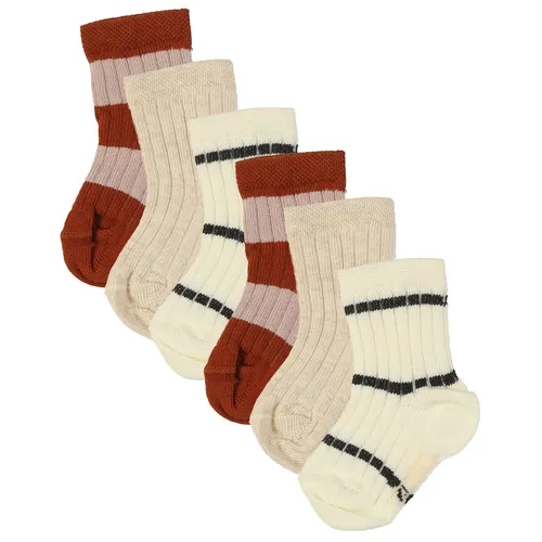 Socken RIPPE & RINGEL 6er-Pack in beige/rot