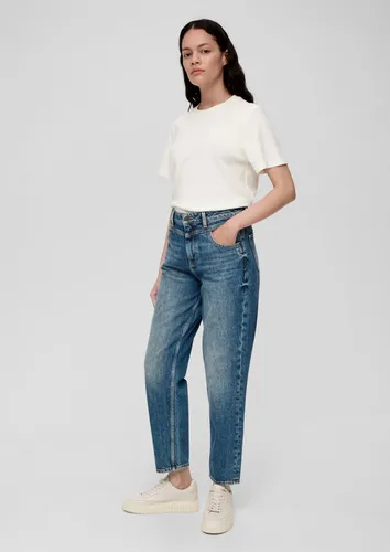 s.Oliver 7/8-Jeans Ankle-Jeans Mom / Relaxed Fit / High Rise / Tapered Leg Destroyes, Label-Patch