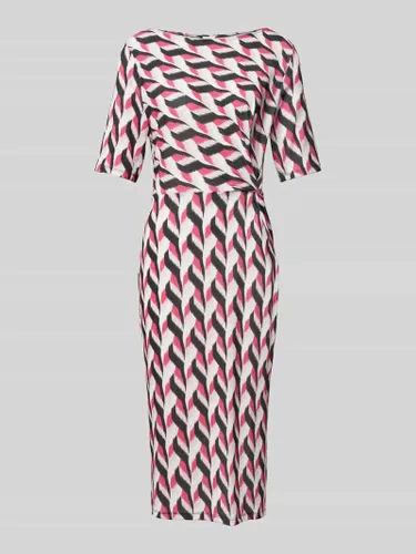 s.Oliver BLACK LABEL Knielanges Wickelkleid mit Allover-Muster in Pink