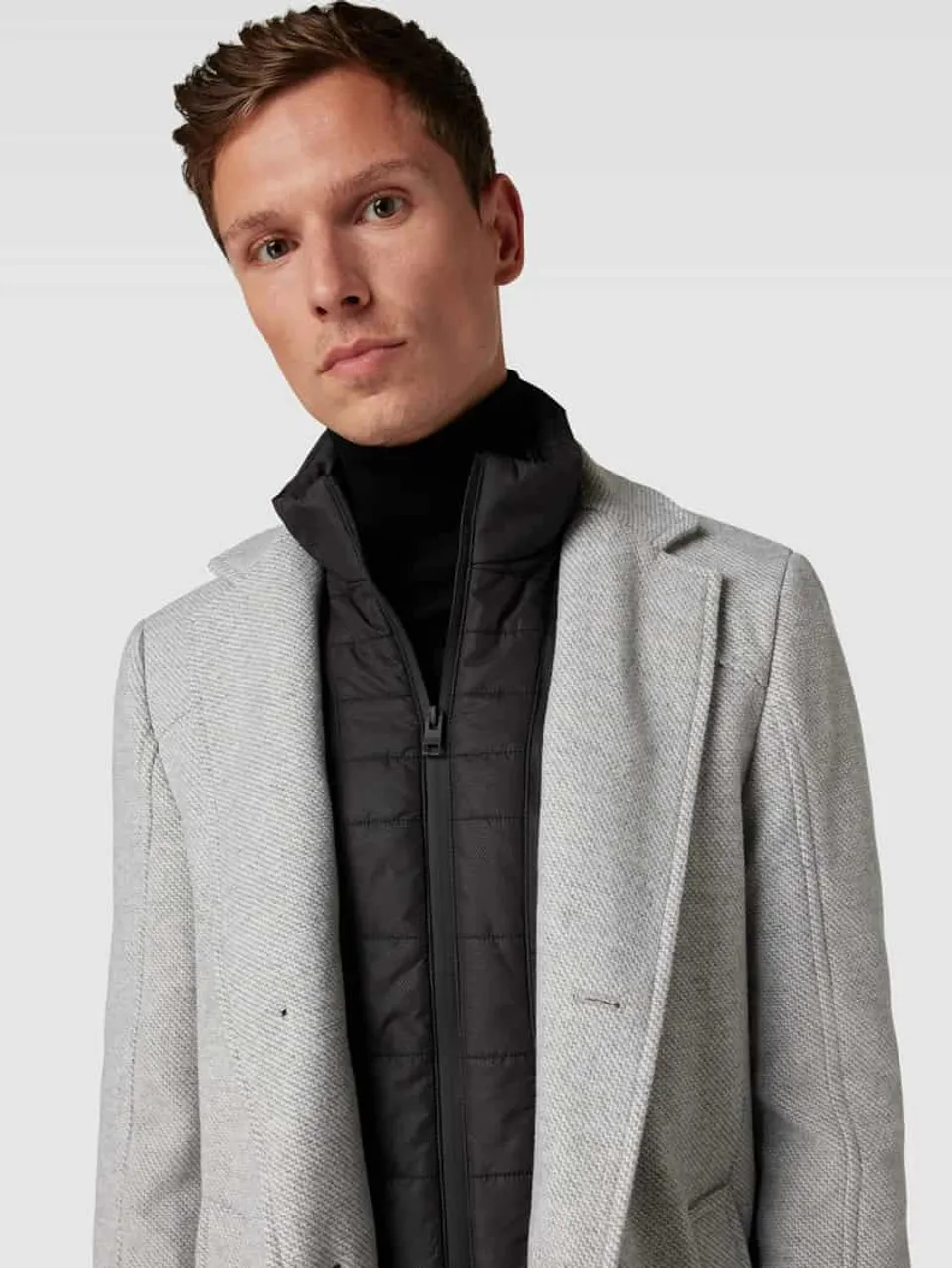 s.Oliver BLACK LABEL Mantel im Double-Layer-Look in Hellgrau