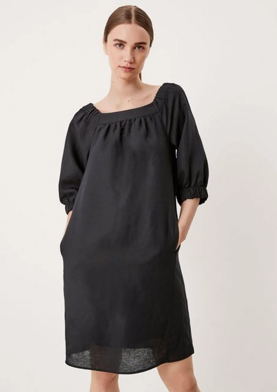 s.Oliver BLACK LABEL Minikleid Kurzes Kleid mit Off Shoulder-Ausschnitt Raffung, Gummizug