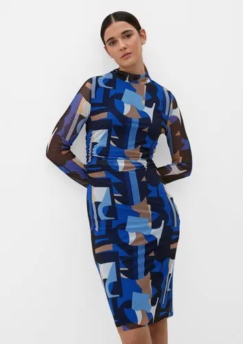 s.Oliver BLACK LABEL Minikleid Mesh-Kleid mit Allover-Print Raffung