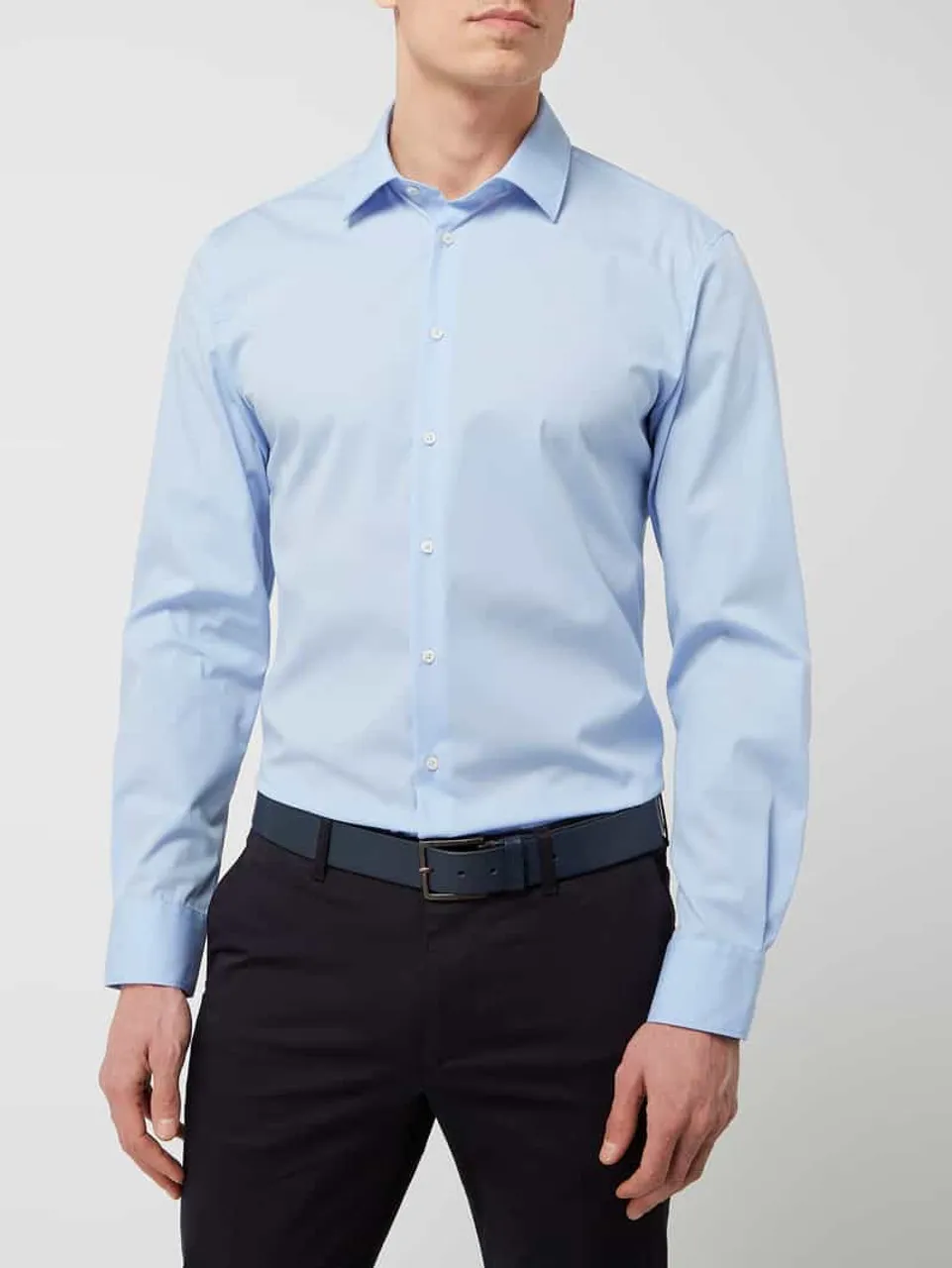 s.Oliver BLACK LABEL Slim Fit Business-Hemd aus Popeline in Bleu