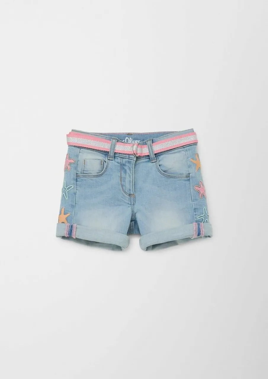 s.Oliver Jeansshorts Jeans-Shorts / Regular Fit / Mid Rise / Straight Leg Stickerei, Waschung