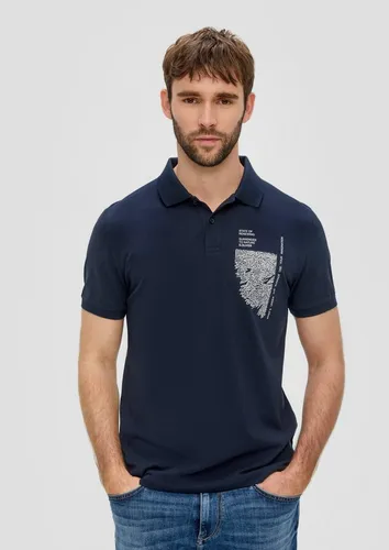 s.Oliver Kurzarmshirt Poloshirt mit Grafik-Print Kontrast-Details