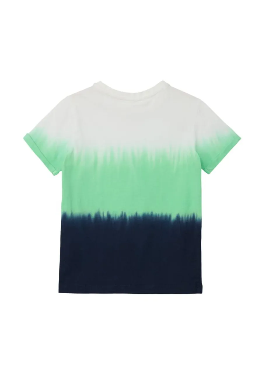 s.Oliver Kurzarmshirt T-Shirt mit Dip Dye Dip Dye, Logo