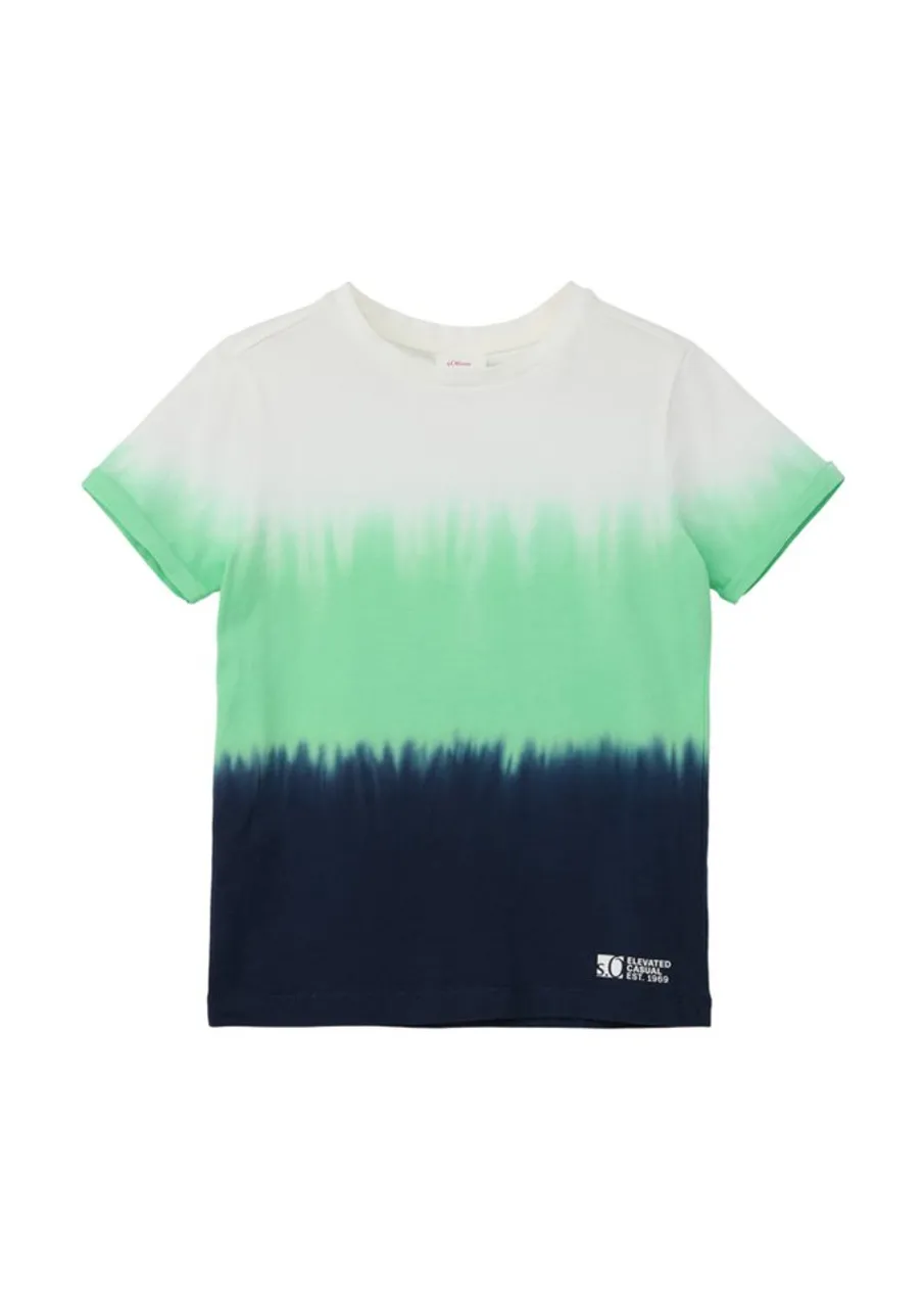 s.Oliver Kurzarmshirt T-Shirt mit Dip Dye Dip Dye, Logo
