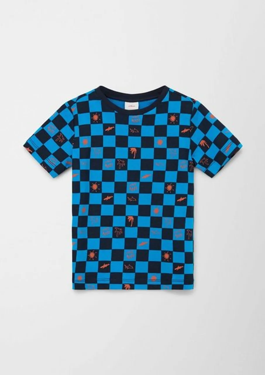 s.Oliver Kurzarmshirt T-Shirt mit Karo-Muster