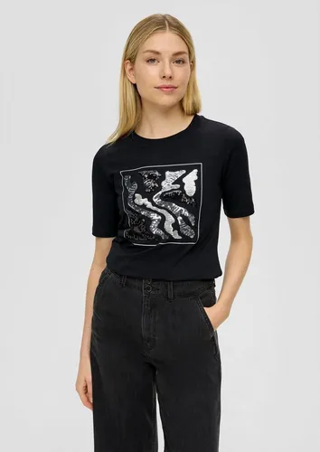 s.Oliver Kurzarmshirt T-Shirt mit Pailletten-Detail Pailletten