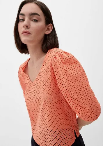 s.Oliver Langarmbluse Bluse aus Broderie Anglaise Lochstickerei