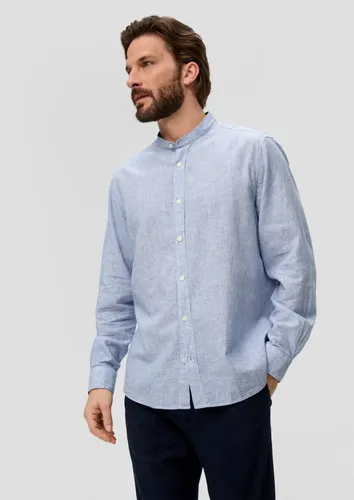 s.Oliver Langarmhemd Regular: Hemd aus Baumwoll-Leinen-Mix