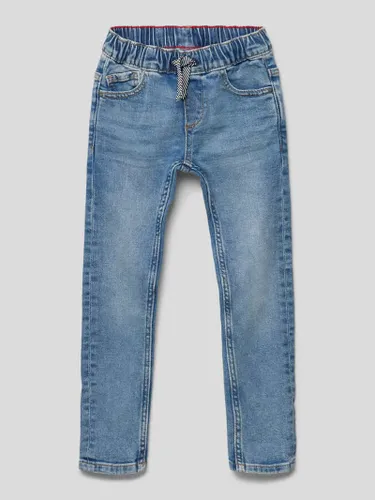s.Oliver RED LABEL Slim Fit Jeans mit elastischem Bund und Tunnelzug in Blau