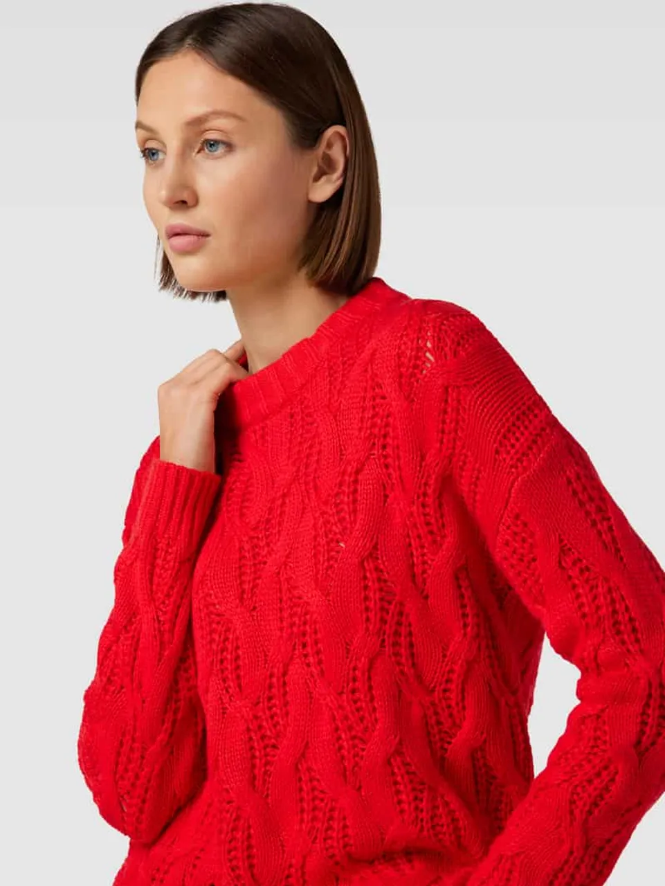 s.Oliver RED LABEL Strickpullover mit Zopfmuster in Rot