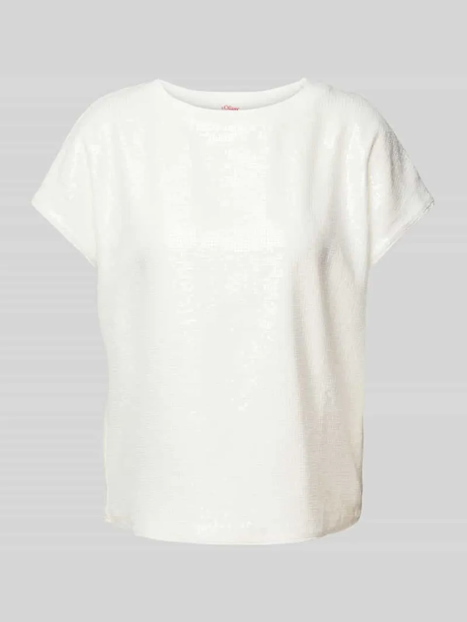 s.Oliver RED LABEL T-Shirt mit Allover-Paillettenbesatz in Offwhite