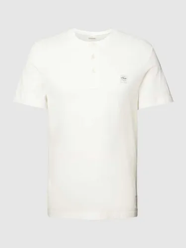 s.Oliver RED LABEL T-Shirt mit kurzer Knopfleiste Modell 'Serafino' in Weiss