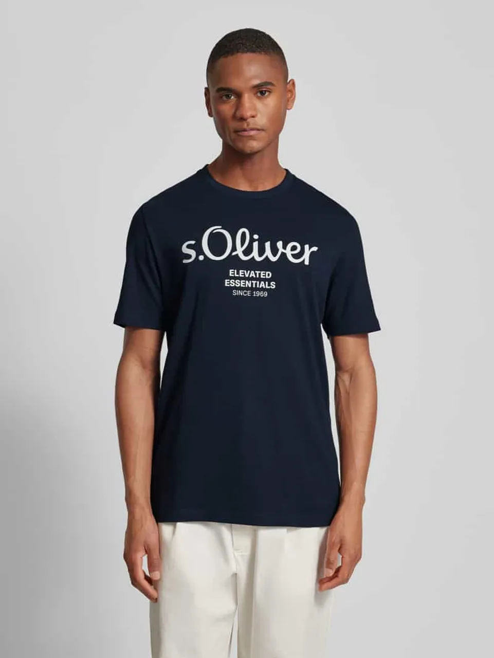 s.Oliver RED LABEL T-Shirt mit Label-Print in Marine